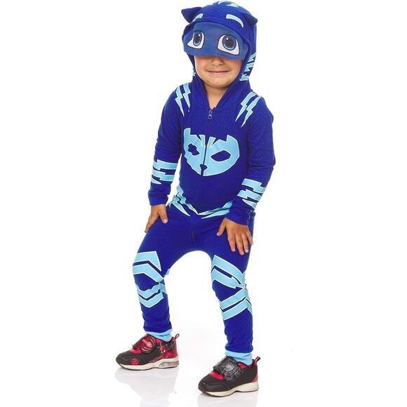 Blue PJ Masks One Piece Pajamas sz 3T Hooded PJ Masks Pajamas - Picture 2 of 11